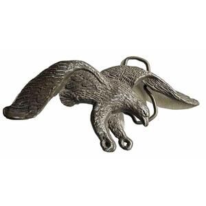 American Bald Eagle Metal Belt Buckle With Patina Flying in attack landing mode